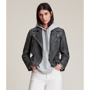 ALLSAINTS Vintage Cargo Leather Biker Jacket‎ Size 0